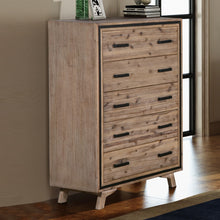 Load image into Gallery viewer, Tallboy with 5 Storage Drawers Solid Acacia Wooden Frame in Silver Brush Colour

