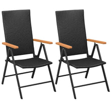 Load image into Gallery viewer, Stackable Garden Chairs 2 pcs Poly Rattan Black
