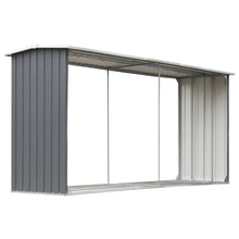 Load image into Gallery viewer, Garden Log Storage Shed Galvanised Steel 330x92x153 cm Grey
