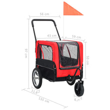 Load image into Gallery viewer, 2-in-1 Pet Bike Trailer &amp; Jogging Stroller Red and Black
