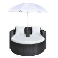 Load image into Gallery viewer, Garden Bed with Parasol Black Poly Rattan
