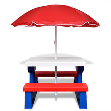 Load image into Gallery viewer, Kids&#39; Picnic Table with Benches and Parasol Multicolour
