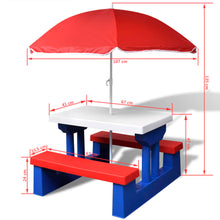 Load image into Gallery viewer, Kids&#39; Picnic Table with Benches and Parasol Multicolour
