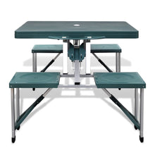 Load image into Gallery viewer, Foldable Camping Table Set with 4 Stools Aluminium Extra Light Green
