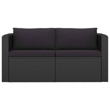 Load image into Gallery viewer, 2 Piece Garden Sofa Set with Cushions Poly Rattan Black
