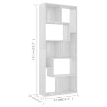 Load image into Gallery viewer, Book Cabinet High Gloss White 67x24x161 cm Chipboard
