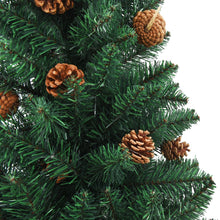 Load image into Gallery viewer, Slim Christmas Tree with Real Wood and Cones Green 180 cm PVC
