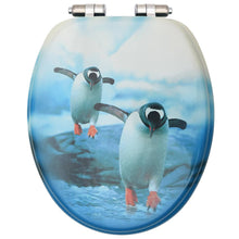 Load image into Gallery viewer, WC Toilet Seat with Soft Close Lid MDF Penguin Design
