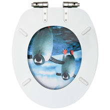Load image into Gallery viewer, WC Toilet Seat with Soft Close Lid MDF Penguin Design
