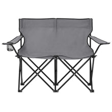 Load image into Gallery viewer, 2-Seater Foldable Camping Chair Steel and Fabric Grey
