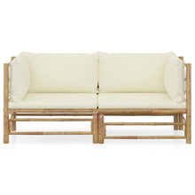 Load image into Gallery viewer, 2 Piece Garden Lounge Set with Cream White Cushions Bamboo

