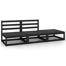 Load image into Gallery viewer, 3 Piece Garden Lounge Set Black Solid Pinewood
