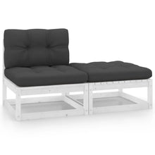 Load image into Gallery viewer, 2 Piece Garden Lounge Set with Cushions White Solid Pinewood
