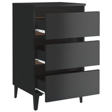 Load image into Gallery viewer, Bed Cabinet with Metal Legs 2 pcs High Gloss Black 40x35x69 cm

