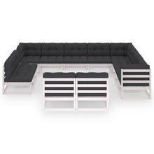 Load image into Gallery viewer, 13 Piece Garden Lounge Set with Cushions White Solid Pinewood
