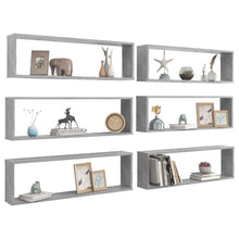 Load image into Gallery viewer, Wall Cube Shelves 6 pcs Concrete Grey 100x15x30 cm Chipboard
