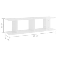 Load image into Gallery viewer, Wall Shelves 2 pcs High Gloss White 78x18x20 cm Chipboard
