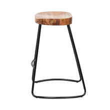 Load image into Gallery viewer, Set of 2 Elm Wood Backless Bar Stools 65cm - Black and Light Natural
