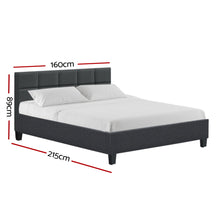 Load image into Gallery viewer, Artiss Tino Bed Frame Queen Size Charcoal Fabric
