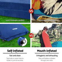 Load image into Gallery viewer, Weisshorn Self Inflating Mattress Camping Sleeping Mat Air Bed Pad Double Navy 10CM Thick
