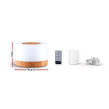 Load image into Gallery viewer, DEVANTI Aroma Diffuser Aromatherapy LED Night Light Air Humidifier Purifier Round Light Wood Grain 500ml Remote Control
