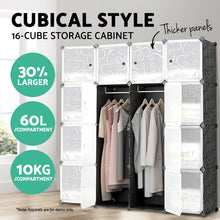 Load image into Gallery viewer, 16 Cube Portable Storage Cabinet Wardrobe - Black &amp; White

