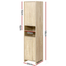 Load image into Gallery viewer, 185cm Bathroom Cabinet Tallboy Furniture Toilet Storage Laundry Cupboard Oak
