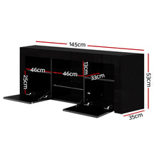 Load image into Gallery viewer, 145cm RGB LED TV Cabinet Entertainment Unit Stand Gloss Furniture Black
