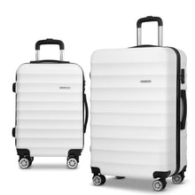 Load image into Gallery viewer, Wanderlite 2pcs Luggage Trolley Set Travel Suitcase TSA Hard Case White
