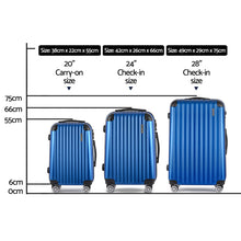 Load image into Gallery viewer, Wanderlite 3pc Luggage Sets Suitcases Set Travel Hard Case Lightweight Blue
