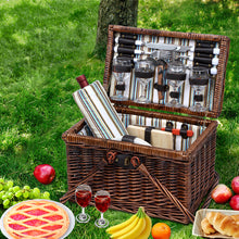 Load image into Gallery viewer, Alfresco 4 Person Picnic Basket Set Deluxe Folding Outdoor Insulated Liquor bag
