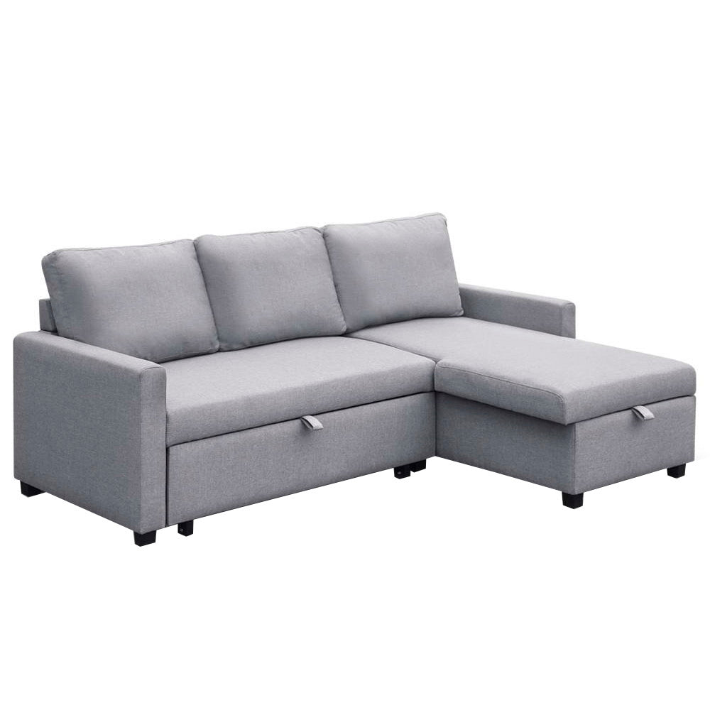 3 Seater Fabric Sofa Bed with Storage  - Grey