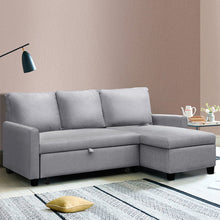 Load image into Gallery viewer, 3 Seater Fabric Sofa Bed with Storage  - Grey
