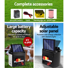 Load image into Gallery viewer, Giantz Electric Fence Energiser 3km Solar Powered Energizer Charger + 500m Tape
