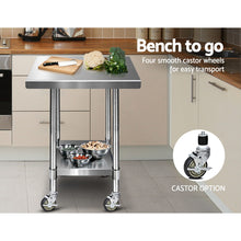 Load image into Gallery viewer, Cefito 762 x 762mm Commercial Stainless Steel Kitchen Bench with 4pcs Castor Wheels
