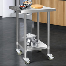 Load image into Gallery viewer, Cefito 762 x 762mm Commercial Stainless Steel Kitchen Bench with 4pcs Castor Wheels
