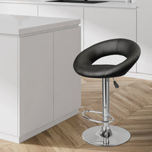 Load image into Gallery viewer, Milano Decor Delilah Height Adjustable Barstool Black Circular Arc Swivel Chrome  Black
