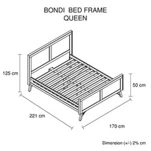 Load image into Gallery viewer, Queen Size Wooden Bed Frame with Medium High Headboard in Ozzy Colour
