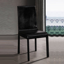 Load image into Gallery viewer, 2x Steel Frame Black Leatherette Medium High Backrest Dining Chairs with Wooden legs
