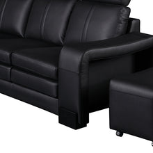 Load image into Gallery viewer, Lounge Set Luxurious 6 Seater Faux Leather Corner Sofa Living Room Couch in Black with 2x Ottomans
