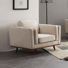Load image into Gallery viewer, Single Seater Armchair Sofa Modern Lounge Accent Chair in Beige Fabric with Wooden Frame
