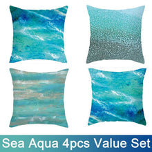 Load image into Gallery viewer, Aqua Blue Sea Style Cushion Covers 4pcs Pack
