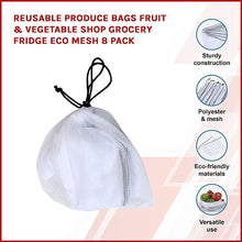 Load image into Gallery viewer, Reusable Produce Bags Fruit &amp; Vegetable Shop Grocery Fridge Eco Mesh 8 Pack
