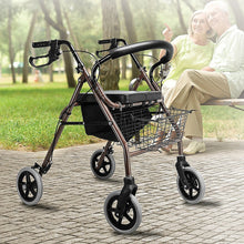 Load image into Gallery viewer, Rollator Walker Walking Frame With Wheels Zimmer Mobility Aids Seat Coffee
