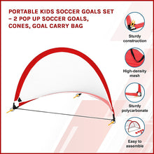 Load image into Gallery viewer, Portable Kids Soccer Goals Set &ndash; 2 Pop Up Soccer Goals, Cones, Goal Carry Bag
