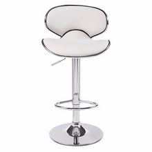 Load image into Gallery viewer, 2X WhiteBar Stools Faux Leather Mid High Back Adjustable Crome Base Gas Lift Swivel Chairs
